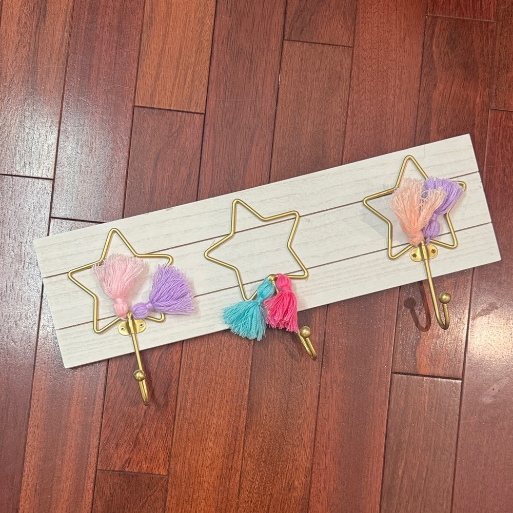 Hobby Lobby Gold Star Wall Hooks with Pastel Tassels
